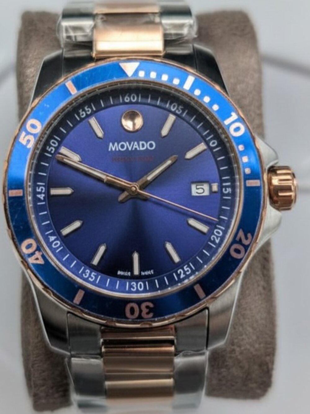 MOVADO 800 MEN'S 2 TONE BLUE WATCH - OPEN BOX.